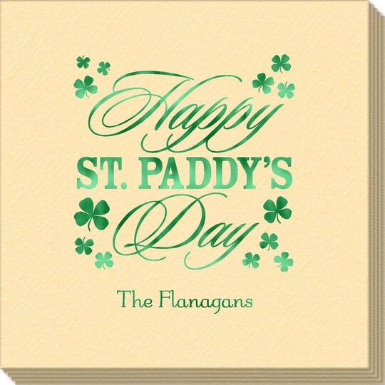 Happy St. Paddy's Day Clover Linen Like Napkins